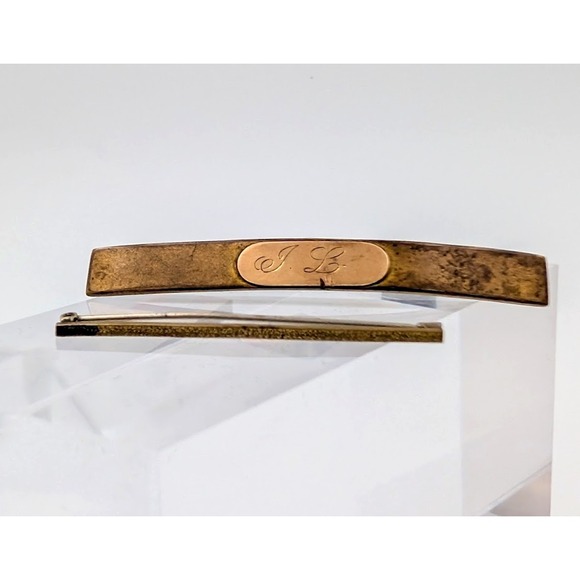WEHCO Jewelry - Antique Victorian WEHCO Engraved Monogram and Unbranded Bar Pin Lot Gold Tone
